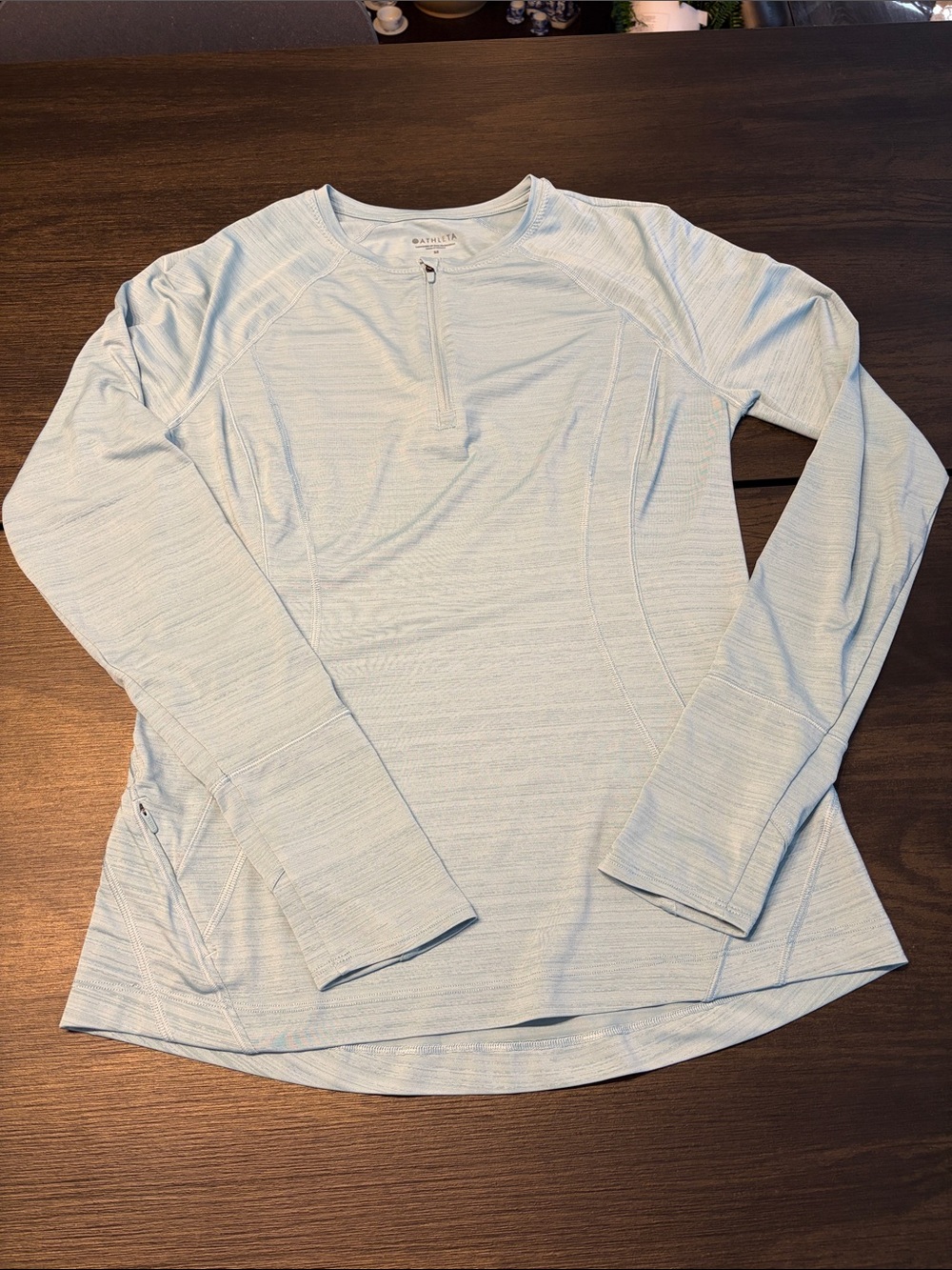 Athleta Pacifica Momentum Quarter Zip Pullover M Blue Grey
